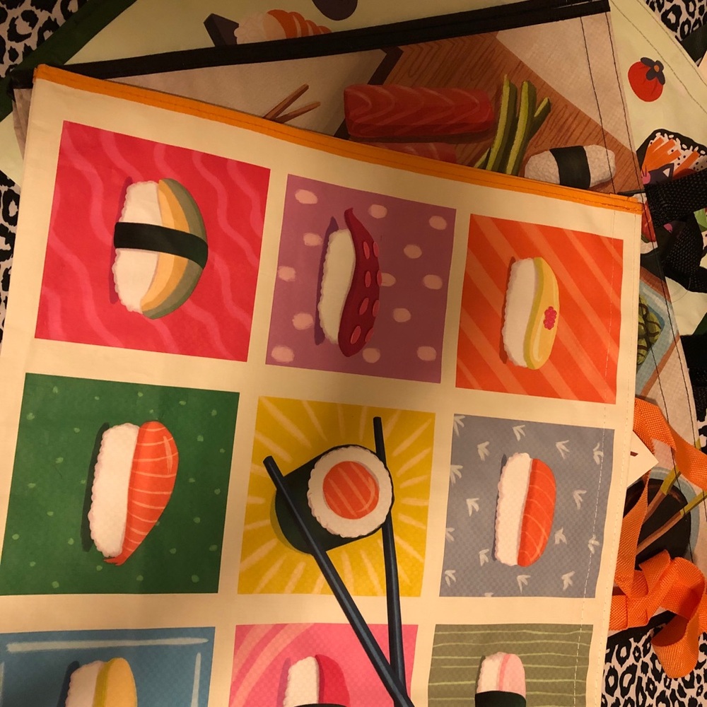 3 Colorful Sushi-Themed Party/ shopping Bags